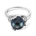 D'Joy Moissanit, Tahiti PerleRing 925 Silber Rhodiniert (Größe 18.00) 0.11 ct