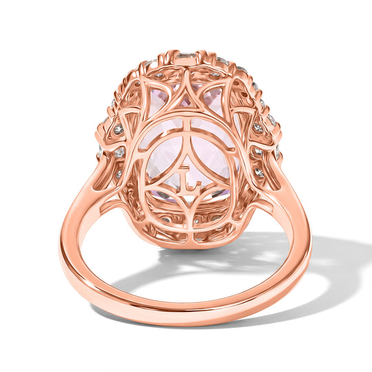 LUXURIANT  (10-16 Werktage Lieferzeit)  9,48 ct. AAA Martha Rocha Kunzite und Labor Diamant Ring in 417 Roségold