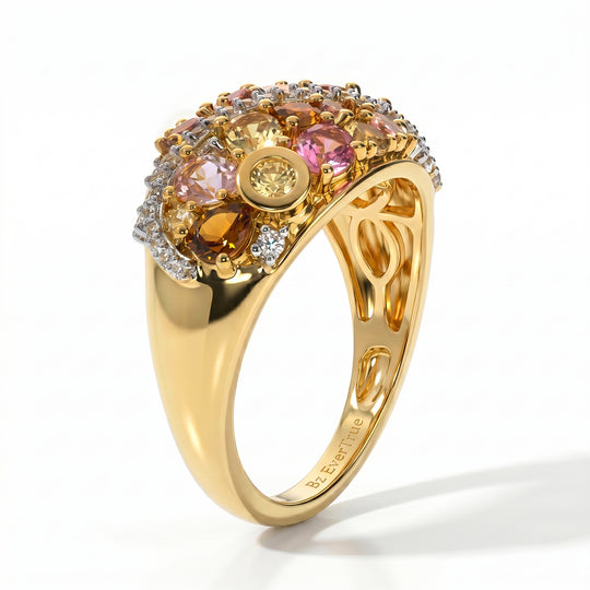 EVER TRUE AA Mehrfarbiger-Turmalin Ring, Reine Bronze (Größe 20.00) ca. 2.47 ct
