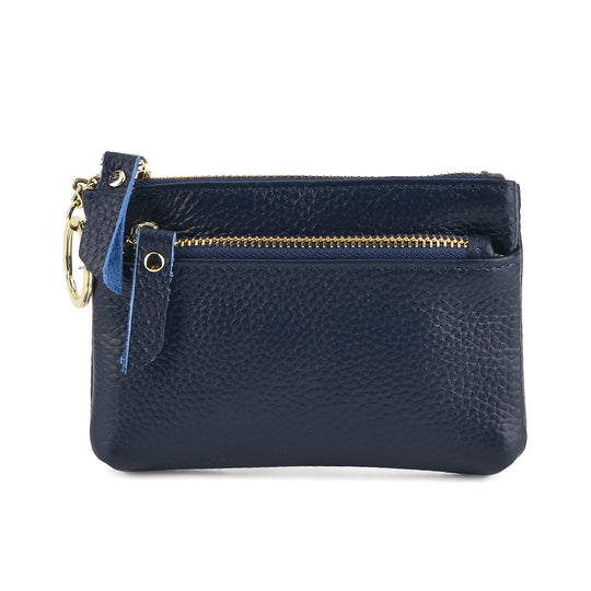 Genuine Leather wallet with keychan Color: black Size:13*9.5 cm    Wall: Genuine Leather Lining: Polyester Exterior:zipped-2 Interior: slip-1