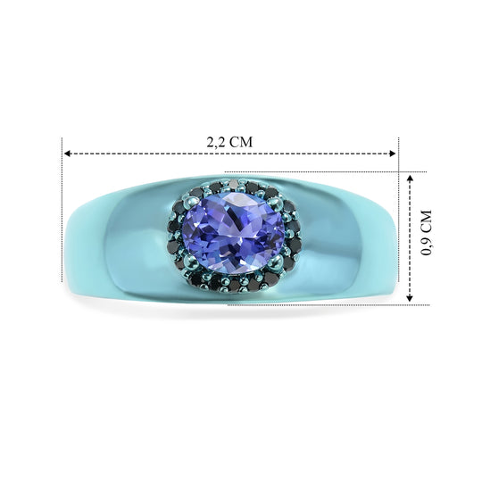 D'Joy AA Tansanit, Blauer Diamant Ring 925 Silber Platiniert (Größe 20.00) ca. 0,77 ct