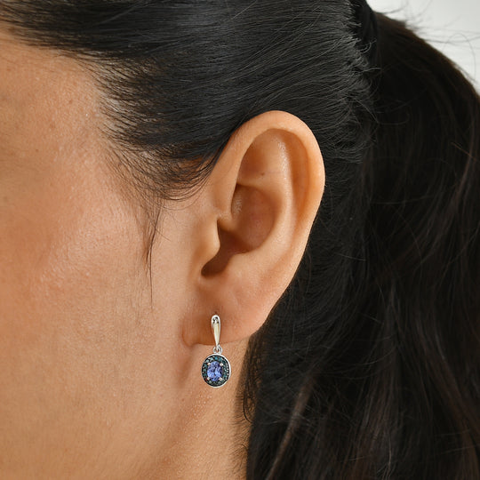 D'Joy AA Tansanit, Blauer Diamant Ohrringe 925 Silber Platiniert ca. 0.89 ct