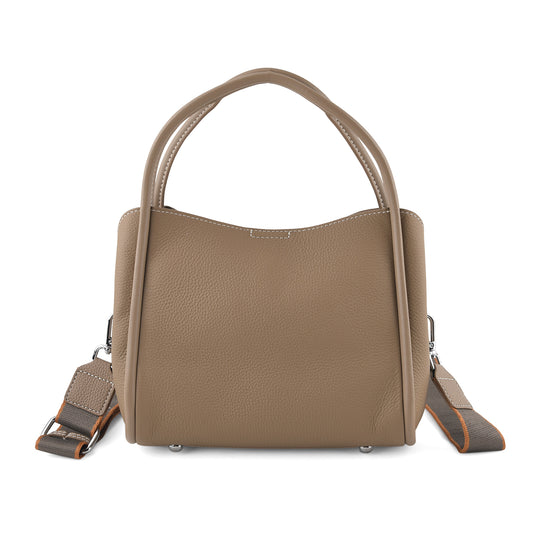 CLOSE OUT DEAL Echtleder Crossbody-Tasche mit Reißverschlussfächern, 24 x 12 x 20 cm, Beige