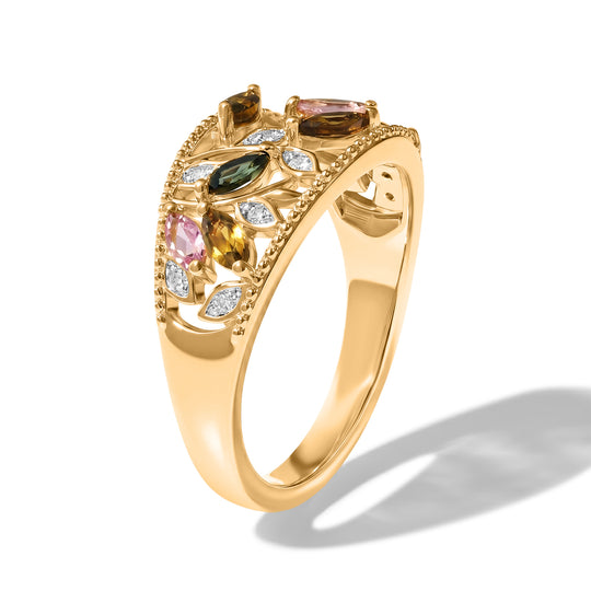 EVER TRUE AA Mehrfarbig-Turmalin, Moissanit Ring Reine Bronze (Größe 20.00) ca. 0,70 ct