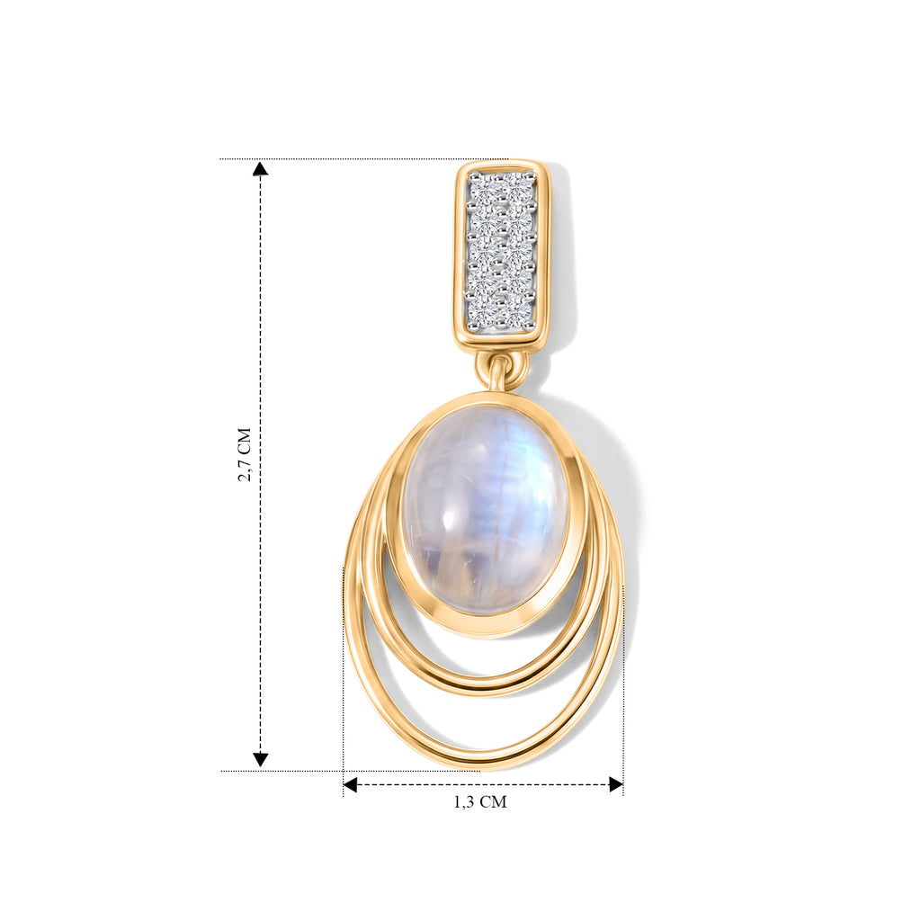 D'Joy Regenbogen Mondstein, Weißer Zirkon Ohrringe 925 Silber 585 Vergoldet ca. 4,52 ct.