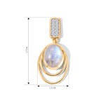 D'Joy Regenbogen Mondstein, Weißer Zirkon Ohrringe 925 Silber 585 Vergoldet ca. 4,52 ct.