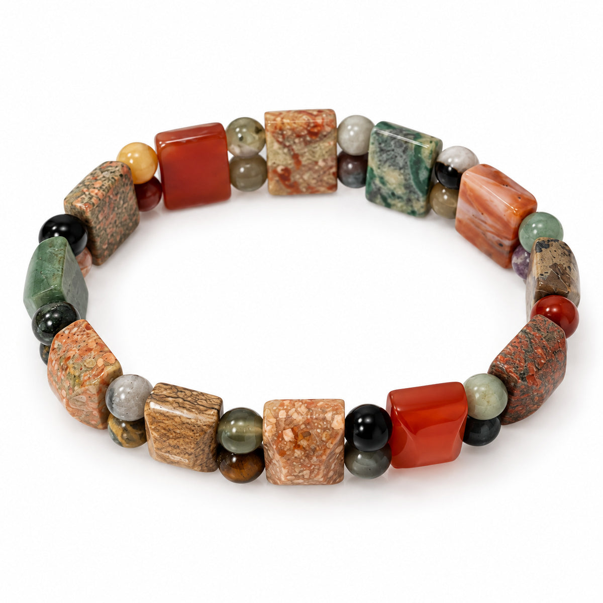 Mehrfarbiges Jaspis Armband, flexibel, ca. 135.00 ct