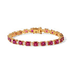 D'Joy AAA Lab Grown Rubin, Moissanit Armband ca. 18 cm 925 Silber 750 Gelbgold vermeil ca. 21,42 ct.