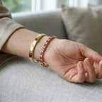 D'Joy AAA Lab Grown Rubin, Moissanit Armband ca. 18 cm 925 Silber 750 Gelbgold vermeil ca. 21,42 ct.