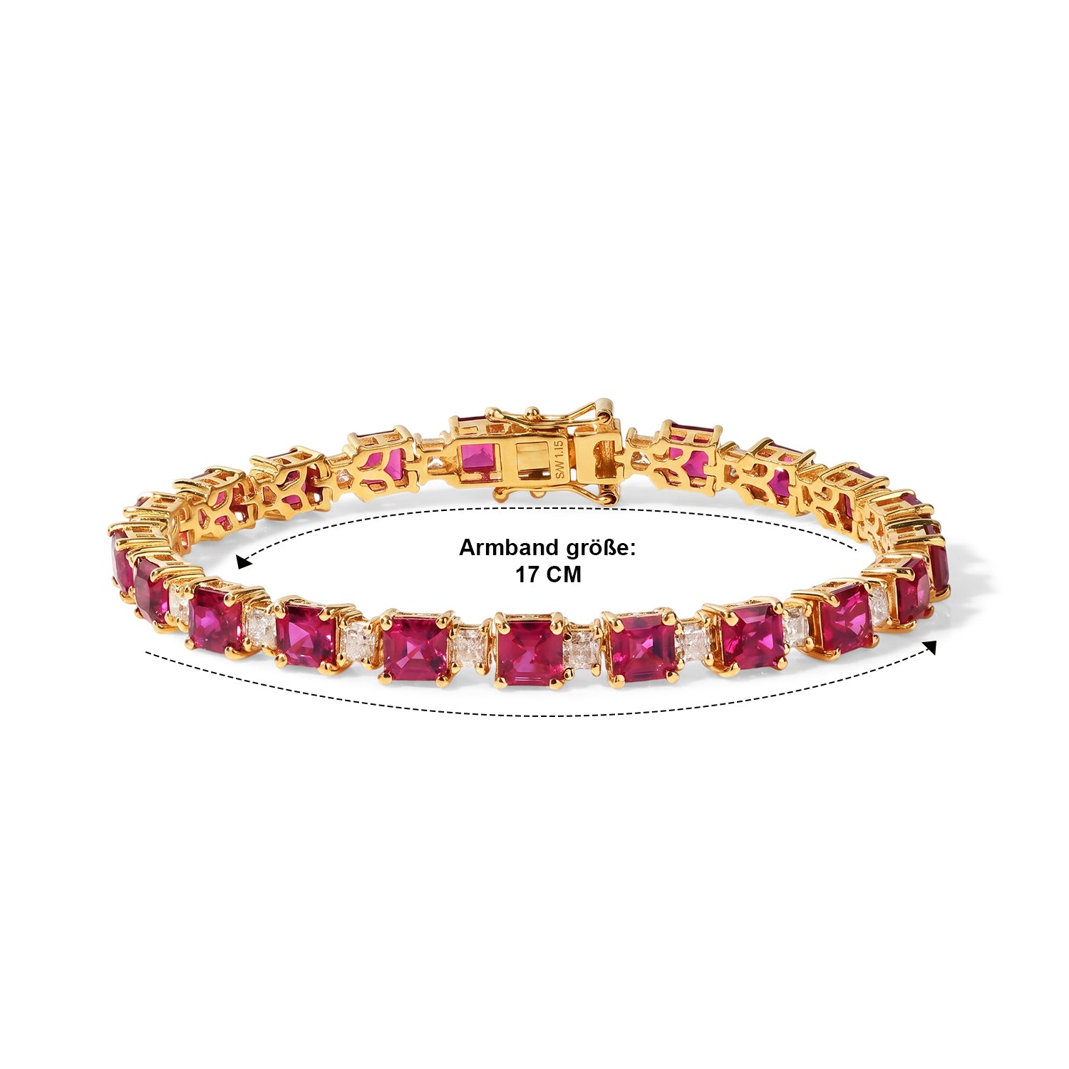 D'Joy AAA Lab Grown Rubin, Moissanit Armband ca. 18 cm 925 Silber 750 Gelbgold vermeil ca. 21,42 ct.