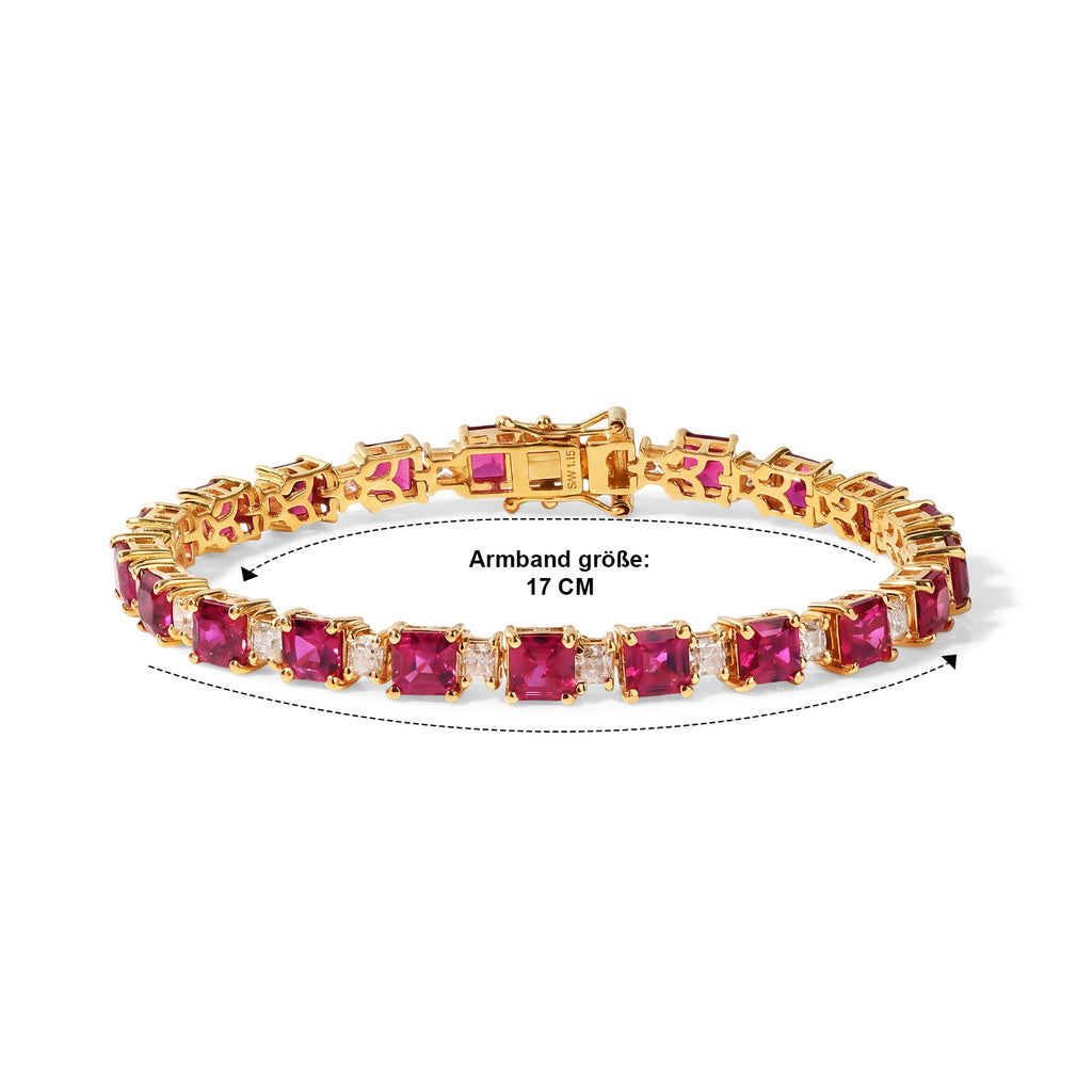 D'Joy AAA Lab Grown Rubin, Moissanit Armband ca. 18 cm 925 Silber 750 Gelbgold vermeil ca. 21,42 ct.
