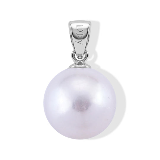 D'Joy weißer Edison Perle (10-11 mm) Solitär Anhänger, 925 Silber rhodiniert
