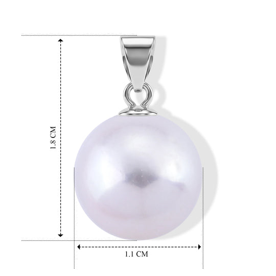 D'Joy weißer Edison Perle (10-11 mm) Solitär Anhänger, 925 Silber rhodiniert