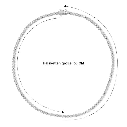 EverTrue Halskette mit weißen Diamantakzenten, 50cm, Messing mit Platin E-Beschichtung