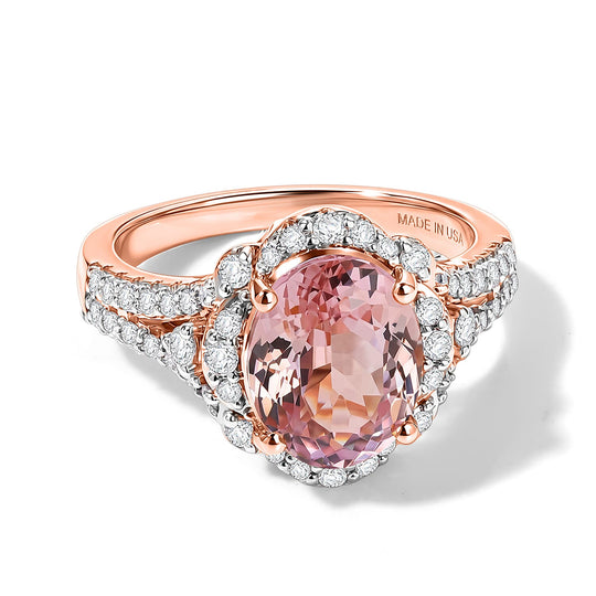D'Joy AA Martha Rocha Kunzite, Moissanit Ring 925 Silber 750 Roségold vermeil (Größe 16.50) ca. 4,03 ct
