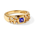 D'Joy Tansanit, Moissanit Ring 925 Silber 750 Gelbgold vermeil (Größe 17.00) ca. 0,64 ct
