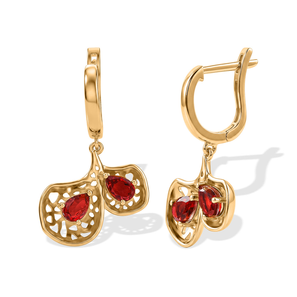 EVER TRUE Rubin-Feuer-Triplett-Quarz Ohrringe 950 Kupfer ca. 2,26 ct.