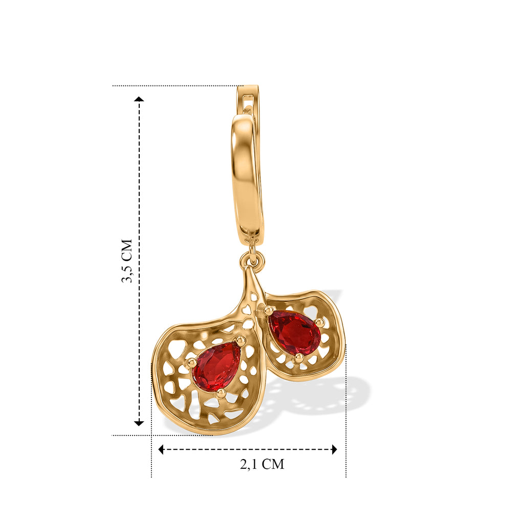 EVER TRUE Rubin-Feuer-Triplett-Quarz Ohrringe 950 Kupfer ca. 2,26 ct.