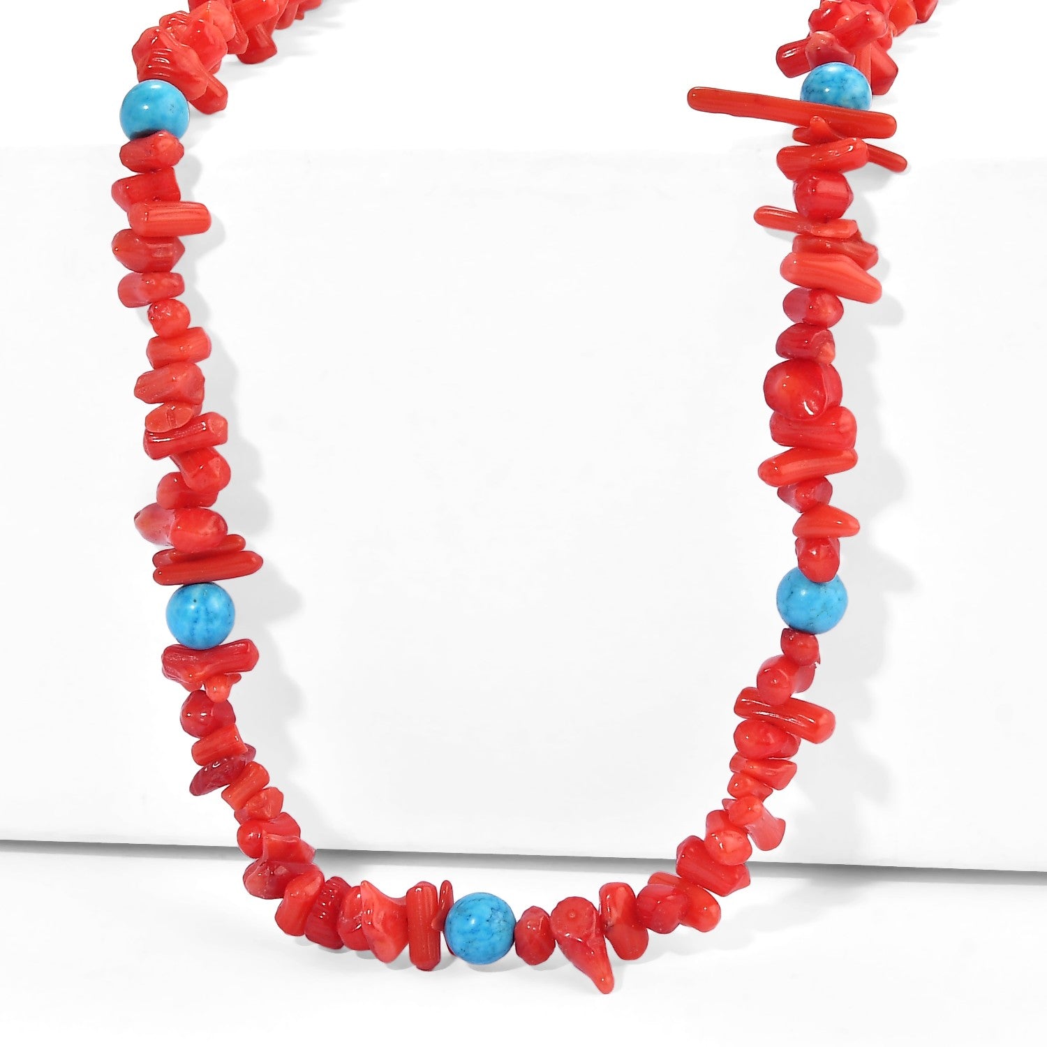 EVER TRUE Koralle, Magnesit Halskette ca. 45 cm + 5 cm Extender 316L Edelstahl Gold ca. 90,00 ct.