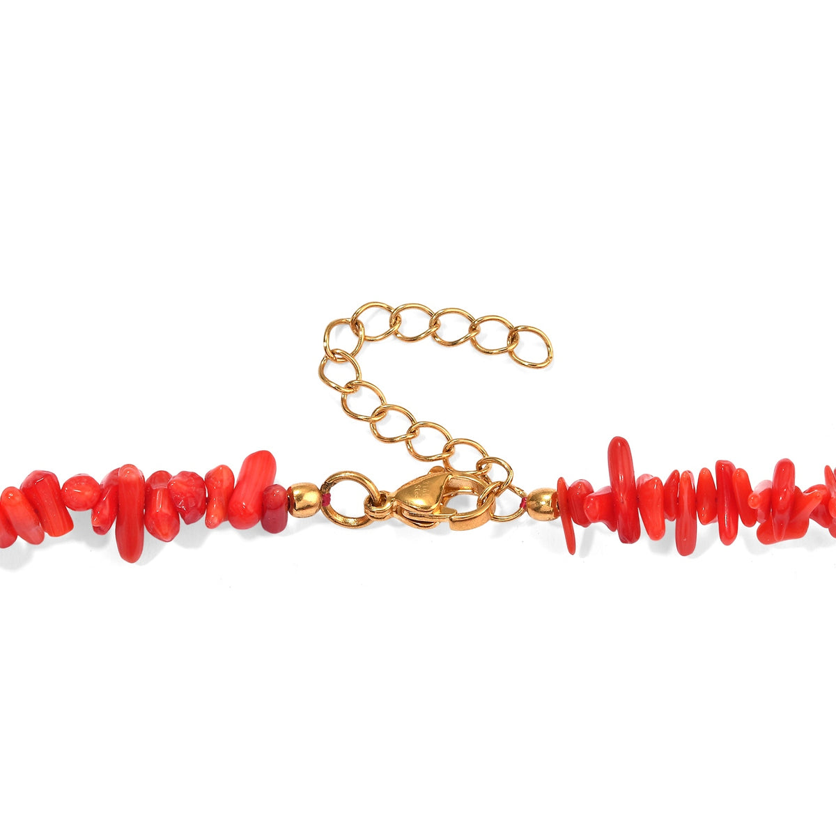 EVER TRUE Koralle, Magnesit Halskette ca. 45 cm + 5 cm Extender 316L Edelstahl Gold ca. 90,00 ct.
