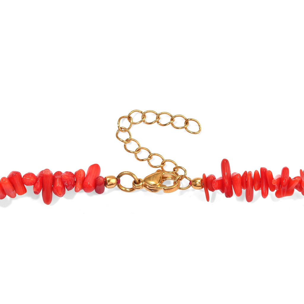 EVER TRUE Koralle, Magnesit Halskette ca. 45 cm 316L Edelstahl Gold ca. 90,00 ct.
