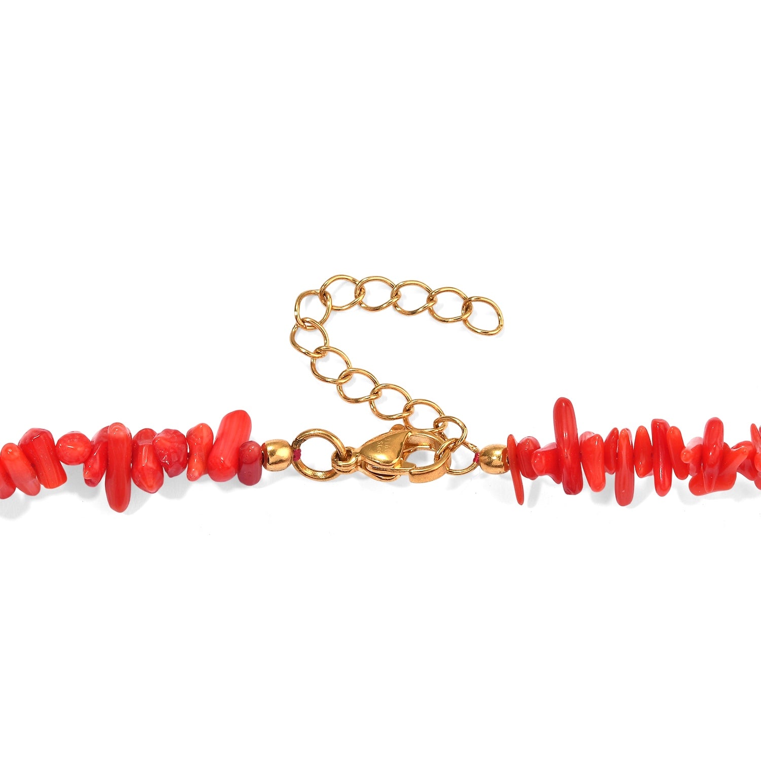 EVER TRUE Koralle, Magnesit Halskette ca. 45 cm 316L Edelstahl Gold ca. 90,00 ct.