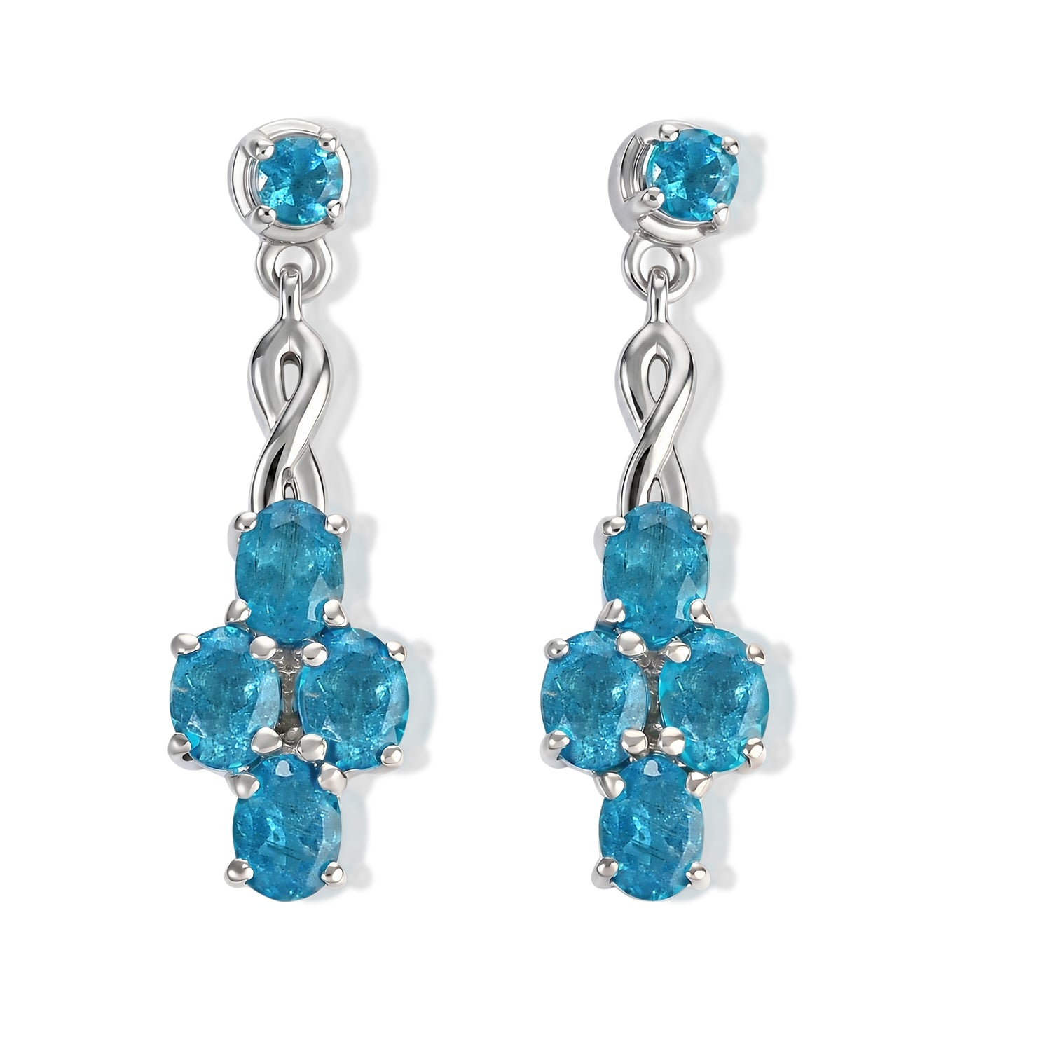 D'Joy Natürlicher Neon-Apatit Ohrringe 925 Silber Rhodiniert ca. 1.43 ct
