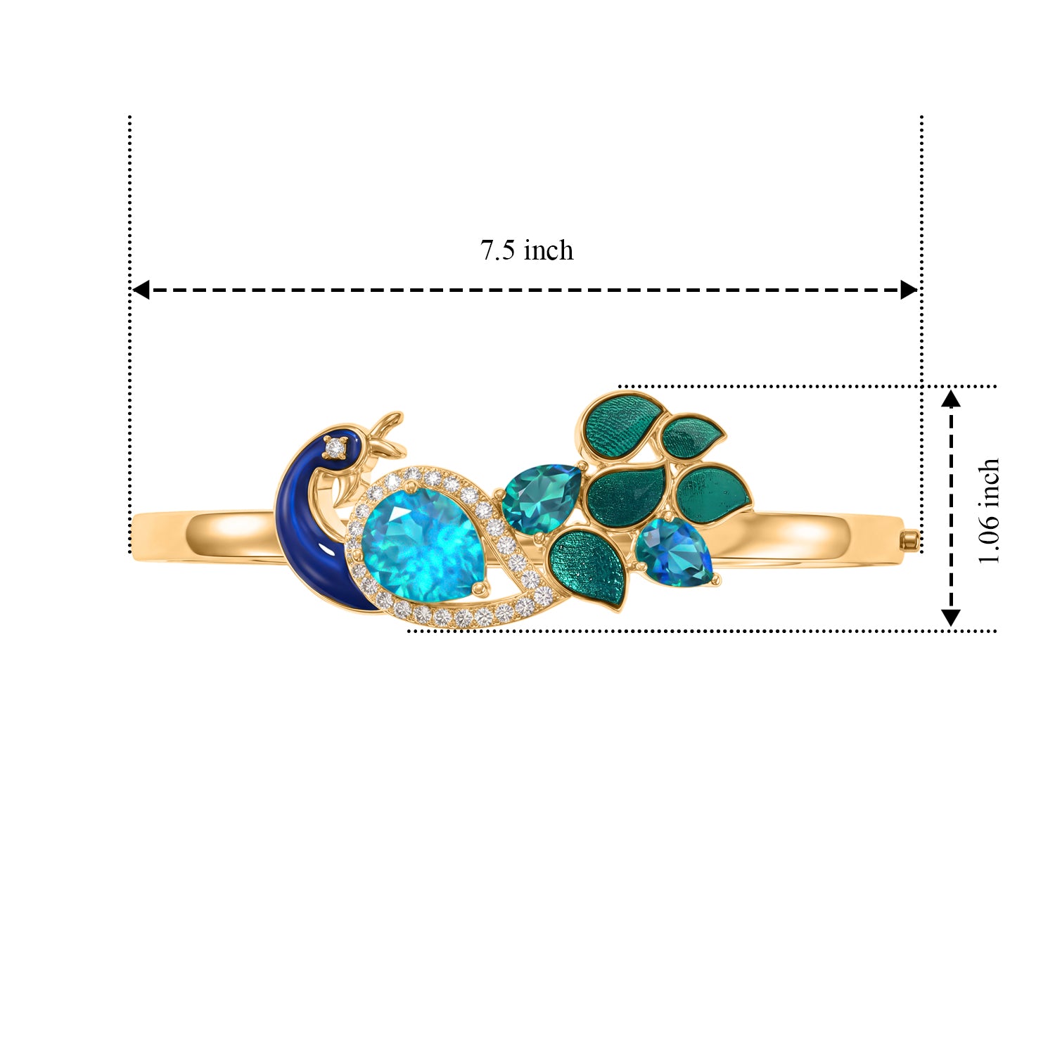EVER TRUE Pfau Quarz Triplette Armreif ca. 19 cm 950 Kupfer ca. 7,62 ct.