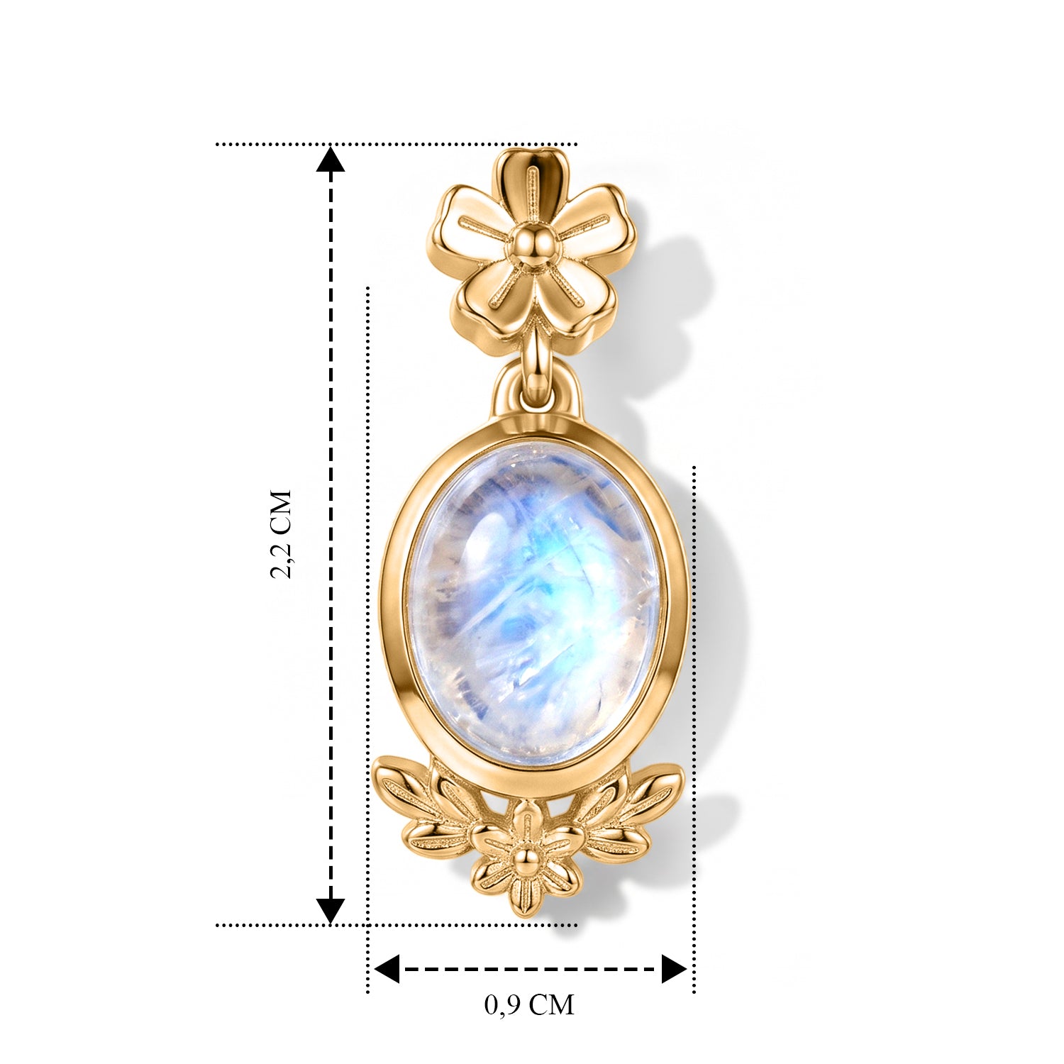 EVER TRUE Regenbogen Mondstein Ohrringe 950 Kupfer ca. 4.30 ct
