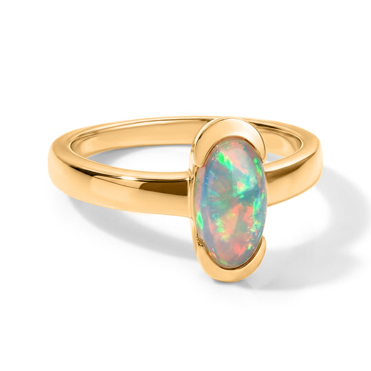 D'Joy AA Natürlicher, äthiopischer Welo Opal Ring 925 Silber 750 Vergoldet (Größe 19.00) ca. 0,96 ct