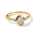 D'Joy AAA Natürlicher, äthiopischer Welo Opal, Weißer Diamant Ring 925 Silber 750 Vergoldet (Größe 17.00) ca. 0,62 ct