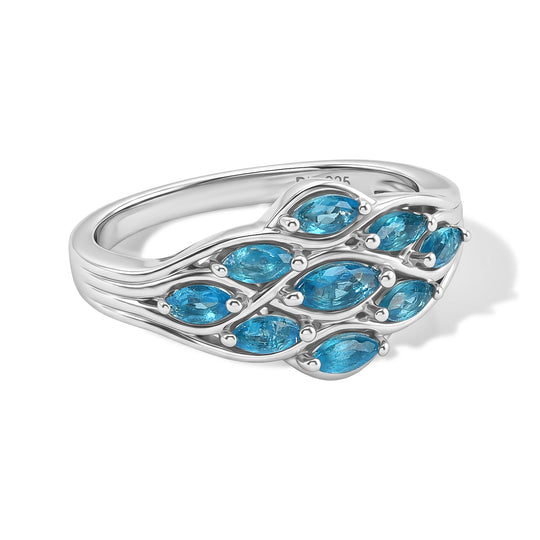 D'Joy Neon Apatit Ring, 925 Silber platiniert - 0,87 ct.
