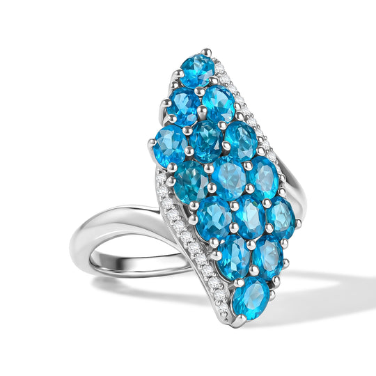 D'Joy Neon Apatit und Zirkon Ring, 925 Silber rhodiniert - 2,80 ct.