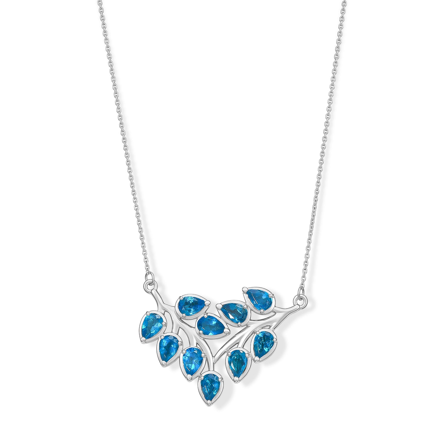 D'Joy Neon Apatit 50cm Halskette, 925 Silber rhodiniert - 3,95 ct.