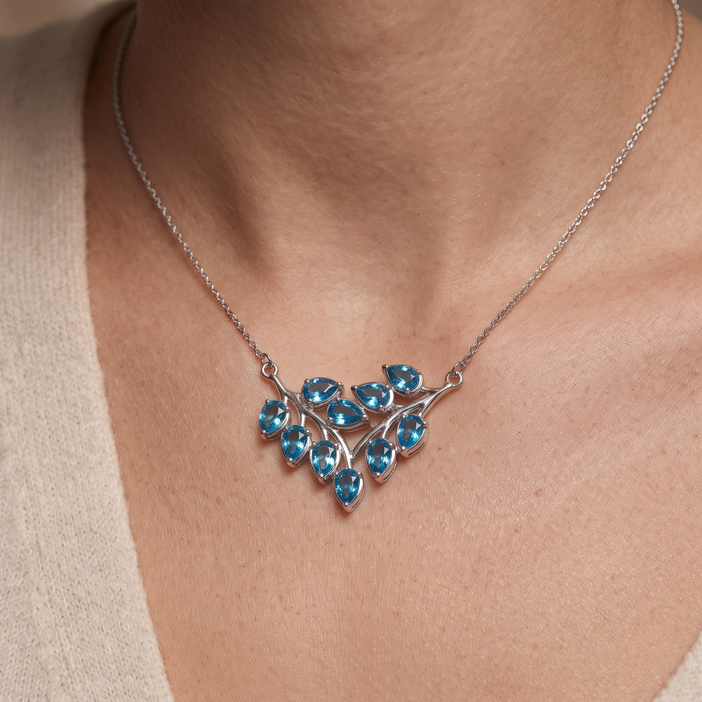 D'Joy Neon Apatit 50cm Halskette, 925 Silber rhodiniert - 3,95 ct.
