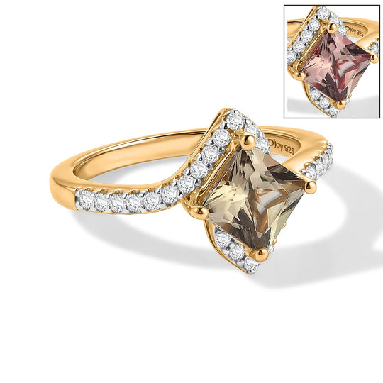 D'Joy AA Turkizit, Moissanit Ring 925 Silber 750 Gelbgold vermeil (Größe 19.00) ca. 1,48 ct