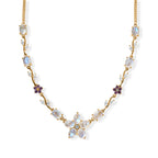D'Joy Regenbogen Mondstein, Weißer Zirkon Halskette ca. 45 cm 925 Silber 750 Gelbgold vermeil ca. 11.96 ct