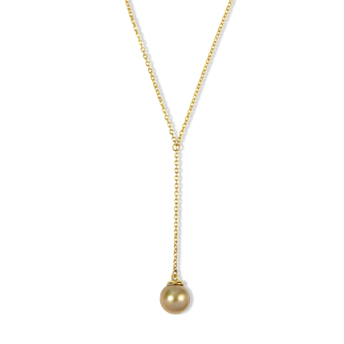D'Joy AAA Goldene Südsee Perle (10-11 mm) Halskette ca. 45 cm 925 Silber 750 Gelbgold vermeil 6.64 ct