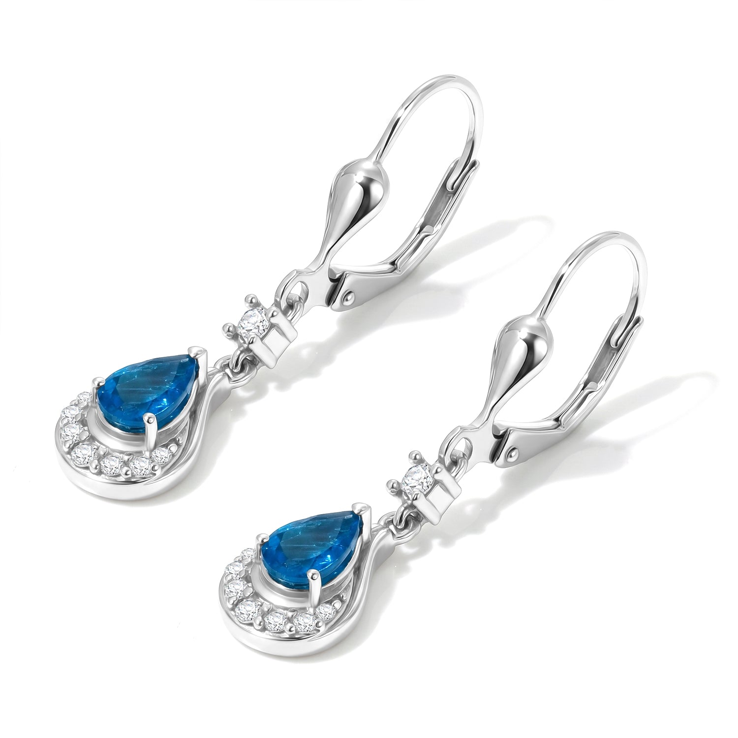 D'Joy Neon Apatit und Zirkon Ohrringe, 925 Silber platiniert - 1,06 ct.