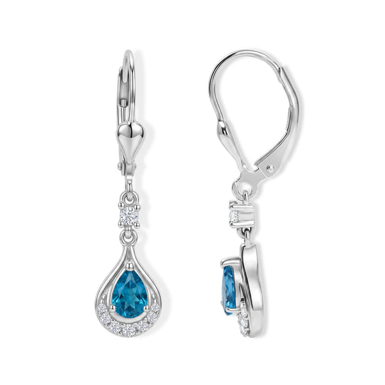 D'Joy Neon Apatit und Zirkon Ohrringe, 925 Silber platiniert - 1,06 ct.