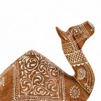 Bliss & Beyond Hand Painted Cone Work Camel Figurine Size- 25.5X7.62X20.32 Cm  Color-White Washed