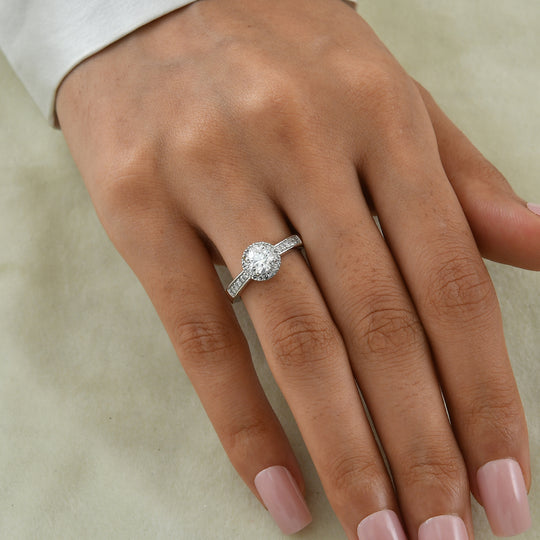 LUXURIANT DIAMOND - Lab Grown Diamant SGL zertifiziert SI-GH Ring 925 Silber Rhodiniert (Größe 18.00) ca. 1,05 ct