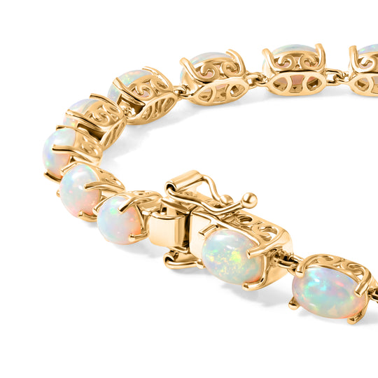 D'Joy AA natürliches, äthiopisches Welo Opal 20cm Armband, 925 Silber 750 Gelbgold Vermeil - 13,26 ct.