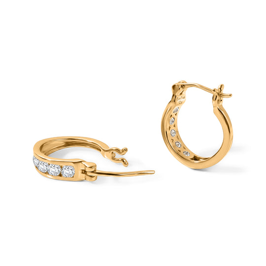 EverTrue weiße Zirkon Ohrringe, 950 Kupfer mit Gelbgold E-Beschichtung - 1,70 ct.