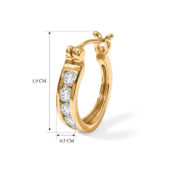 EverTrue weiße Zirkon Ohrringe, 950 Kupfer mit Gelbgold E-Beschichtung - 1,70 ct.