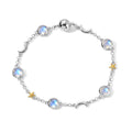 D'Joy Regenbogen Mondstein Armband ca. 20 cm 925 Silber Rhodiniert ca. 4,91 ct.