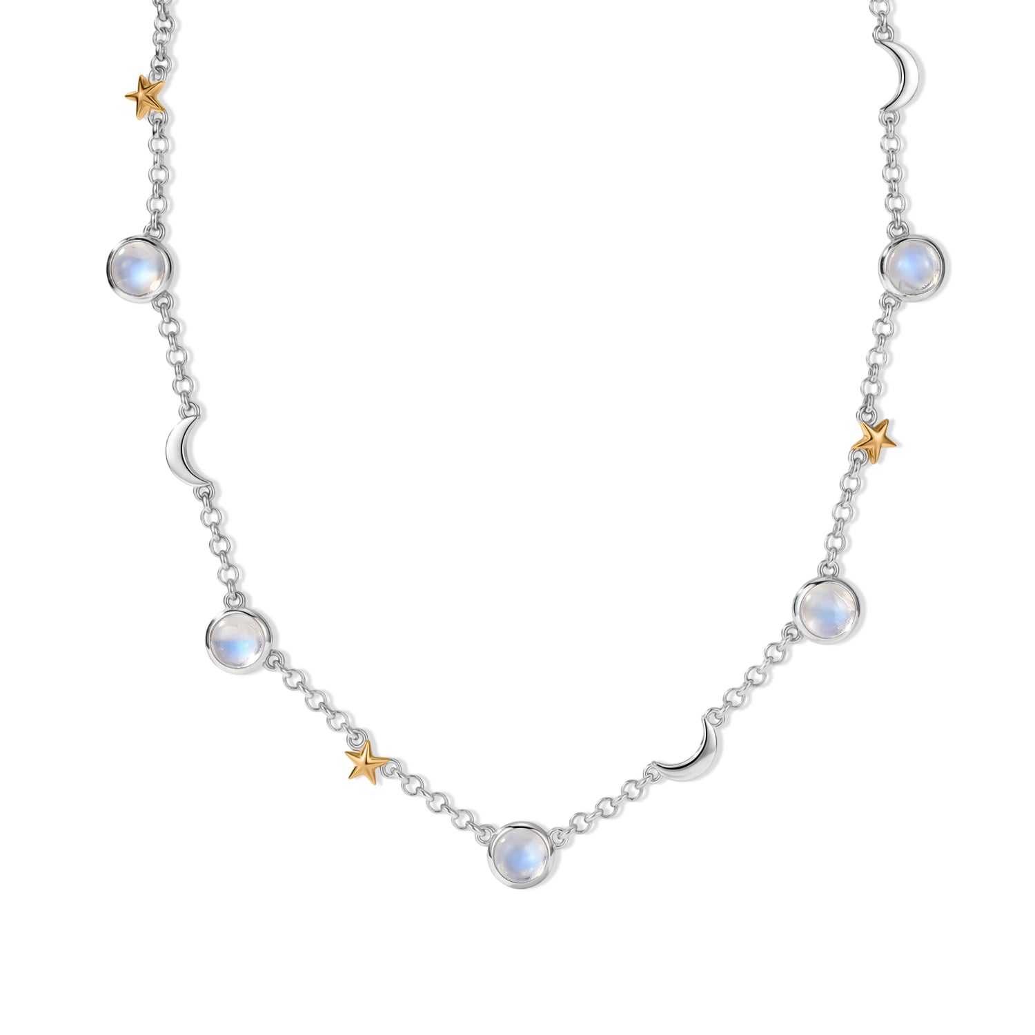 D'Joy Regenbogen Mondstein Halskette ca. 45 cm 925 Silber Rhodiniert ca. 11.00 ct