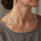 D'Joy Regenbogen Mondstein Halskette ca. 45 cm 925 Silber Rhodiniert ca. 11,00 ct.