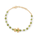 GP - Peridot, Süßwasser Perle (5mm) Armband ca. 19 cm 925 Silber 750 Gelbgold vermeil