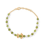 GP - Peridot, Süßwasser Perle (5mm) Armband ca. 19 cm 925 Silber 750 Gelbgold vermeil